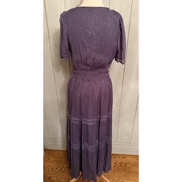 Anthropologie The Somerset Maxi Dress Lurex Edition Metallic Marin Navy Sz-SM - Picture 10 of 12